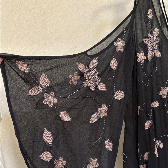 Intimately Free People Black Sheer Dress with Pink Floral Embroidery - Picture 10 of 15